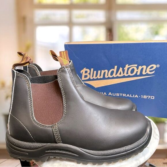 BLUNDSTONE 172 Leather Safety Work Chelsea Boot Stout Brown AUS 10.5 US Men 11.5 - Picture 13 of 16